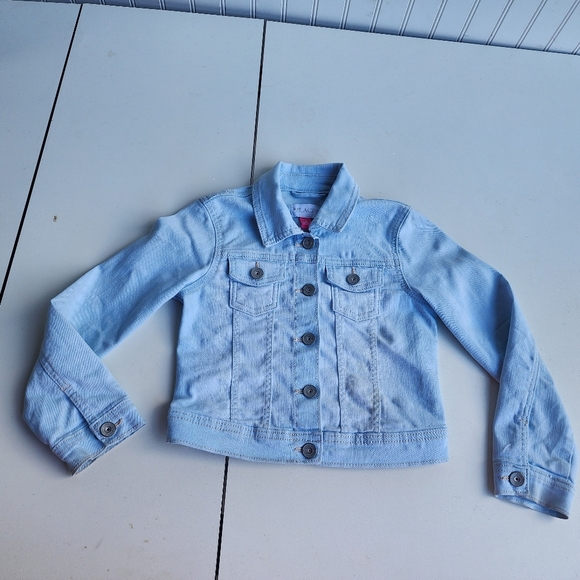 Children's Place Girls Jean Jacket Denim Girls Light wash Snap Trucker S (5/6) - Picture 1 of 11